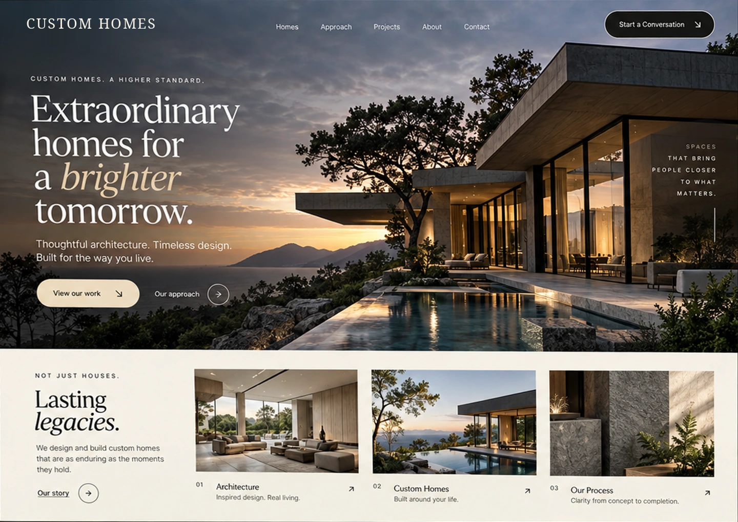 Custom Homes website design concept