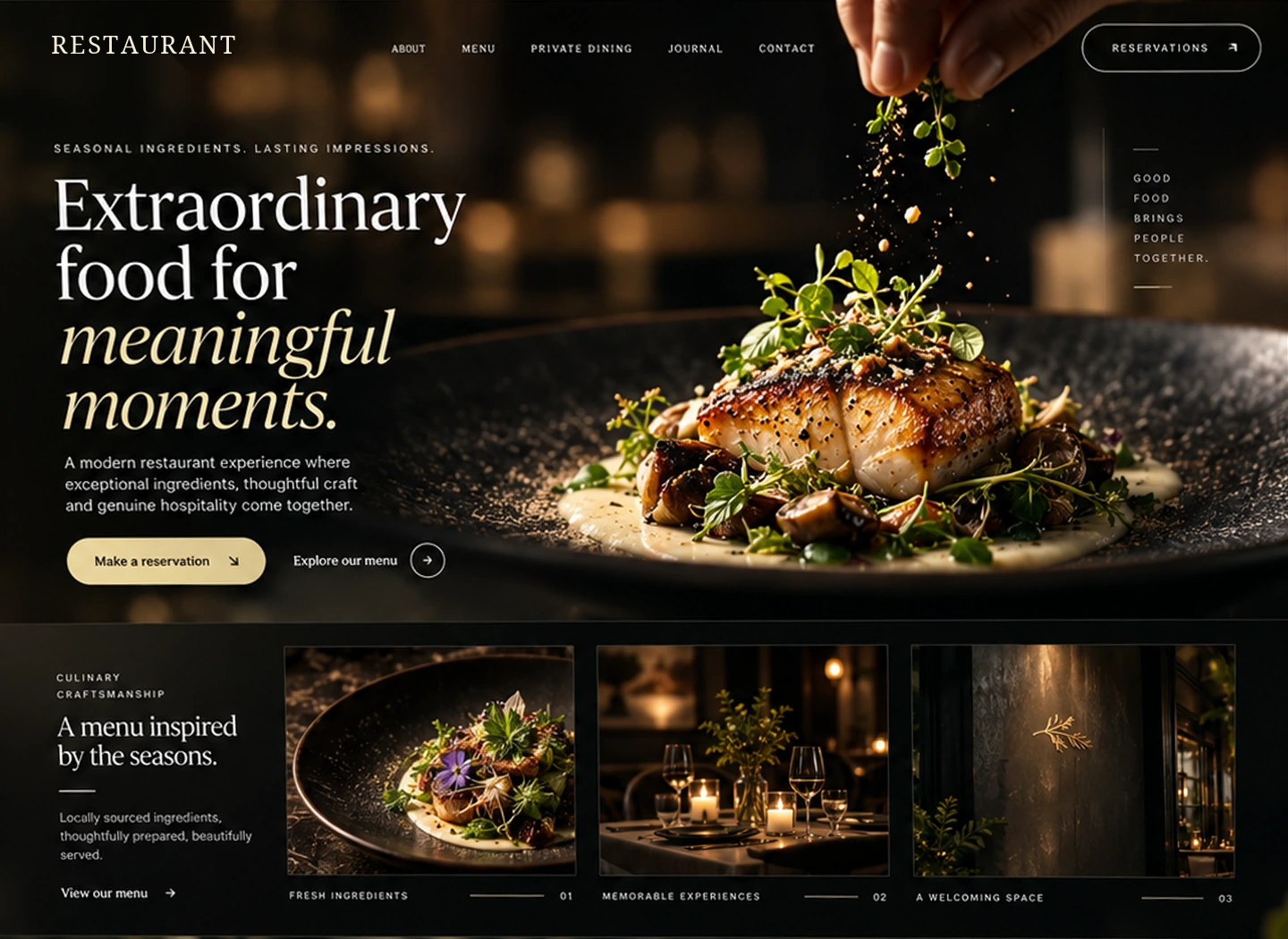 Restaurant website design concept